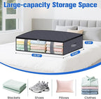 TasticTotes Under Bed Storage Containers, 8 Pack Blanket Storage Bags, Collapsible Storage Bags with Big Zippers, Clear Front, Shoe Storage and Organization for Clothes, Comforter, 60L, Grey