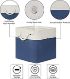 Bidtakay Storage Baskets Large Cube Storage Bins Fabric Baskets for Organizing Shelves 13x13 Navy Blue Square Storage Bins Large Set of 3 Linen Closet Organizers for Cabinet Home