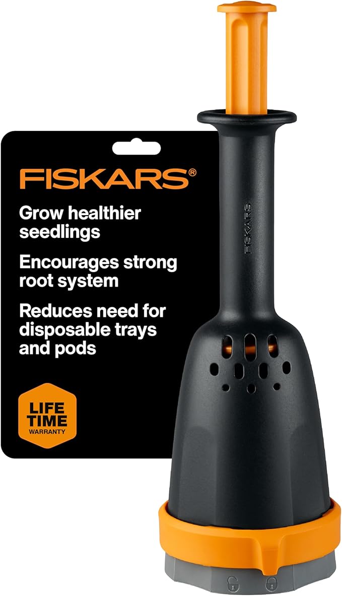 Fiskars Soil Block Maker for Garden Seeds with Natural Air Pruning, Eco Friendly Soil Blocking Gardening Tool for Germinating Seeds