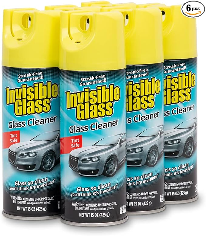 Invisible Glass 91163-6PK Premium Aerosol Glass and Window Cleaner for Auto and Home, Streak-Free, Ammonia-Free, Tint-Safe, 15 oz (Pack of 6)