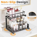 Under Sink Organizer Storage 2-Tier Heavy Duty Metal Pull Out Cabinet Organizer Slide Out Sink Shelf Organizer Height Adjustable, Multi-Purpose Storage Shelf for Kitchen Bathroom (Black, 1 Pack)
