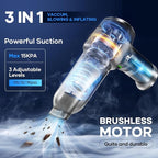 Mini Vacuum Cleaner, 3 in 1 Car Vacuum Cleaner High Power, 15000PA Powerful Suction, Air Duster, 7500mAh, Dual Filter,Adjustable Small Vaccum Portable Cordless for Cars,Desktop,Home - HL137