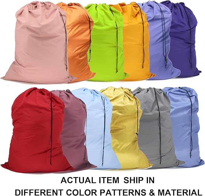 Extra Large Laundry Bag Travel Laundry Bags with Drawstring Closure Fit a Laundry Basket or Hamper for college dorm and apartment dwellers Machine Washable 30"x40" (Mixed Color 12 Pack)