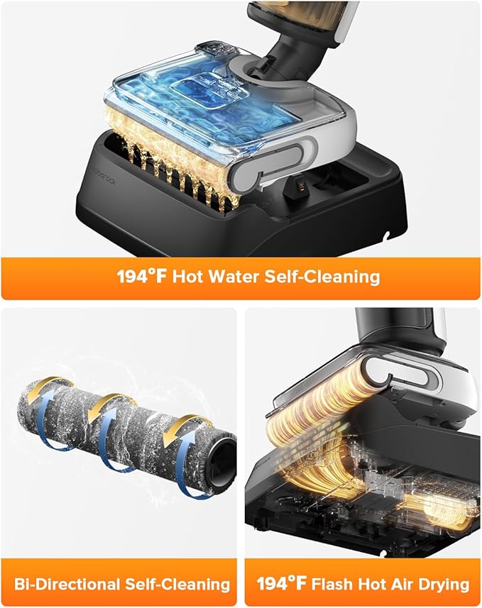 roborock F25 LT Wet Dry Vacuum Cleaner and Mop, 20000Pa Cordless Vacuum Mop Combo, 194°F Hot Water Self Cleaning & Hot Air Flash Drying, 180° Lie-Flat Hard Floor Cleaner, Edge to Edge Cleaning