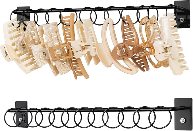 SNOWSTAR Metal Claw Clip Organizer Holder, Hair Clip Holder and Storage for Women and Girl,Claw Clips Hanger Display Hair Accessories for Wall Door Closet, Black (1PCS)