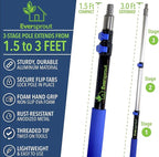 EVERSPROUT 1.5-to-3 Foot Cobweb Duster and Extension-Pole Combo (8-10 Ft Standing Reach, Soft Bristles) | Hand Packaged | Lightweight, 3-Stage Aluminum Pole | Indoor & Outdoor Use Brush Attachment
