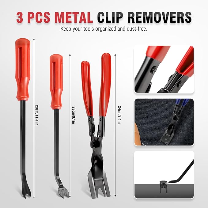 LadyRosian 37Pcs Trim Removal Tool Set, Car Upholstery Repair Kit, Auto Clip Pliers Fastener Remover Tool, Door Panel Tool, Car Panel Tool Radio Stereo Removal Tool Kit with Storage Bag (Red)