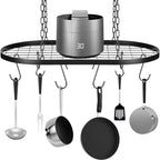 Patelai 20 Inch Pots and Pans Organizer Hanging Rack Pot and Pan Organizer with 20 S Hooks for Home, Restaurant, Kitchen Cookware, Utensils, Books, Household(Black)