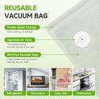 Vixino Vacuum Sealer Bags, 40 Reusable Vacuum Sealer Bags for Food Storage, BPA-Free, Meal Prep and Sous Vide Cooking,Works for Handheld Sealer and Vac Sealer Machine with External Vacuum Systems
