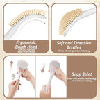 Foot Brush/Foot File/Silicone Body Scrubber Set(3PCS), 3-in-1 Foot Scrubber with Long Handle, 10.2’’-27.5’’Adjustable Foot Scrub Brush with Foot File and Silicone Loofah, Gift-Box(White Set)