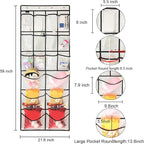 2 Pack Extra Large Hanging Crystal Clear Over Door Shoe Organizers, Closet Shoe Rack Organizer, 12+6 Pockets, 8 Hooks, White (59" x 21.6")