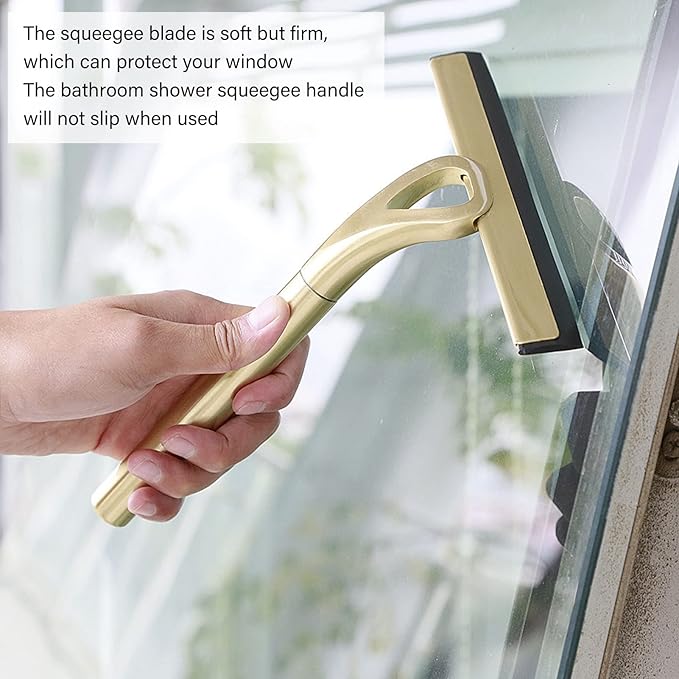 Shower Squeegee for Glass Doors, Stainless Steel Shower Squeegee, Window Cleaning Tools for Glass Doors Car Glass Bathroom Window Kitchen Mirror