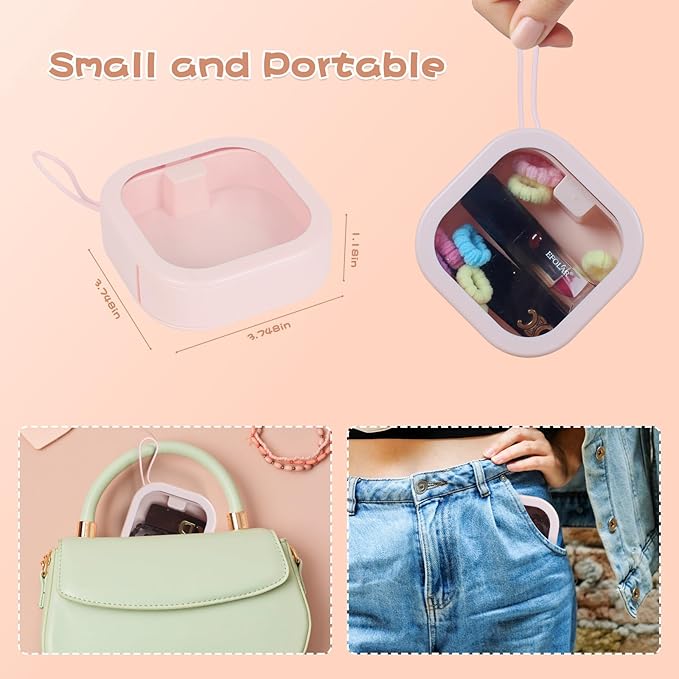 Hair Tie Organizer, Small Portable Hair Accessories Storage Can Be Stackable Or Hung On The Wall, Small Items Holder Hair Tie Organizer for Jewelry Hair Stuff Hair Clip Cotton Swab