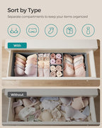 SONGMICS Drawer Organizers, Dresser Divider Organizers, Set of 18, Foldable Fabric Storage Boxes for Socks, Underwear, Bras, Ties, Scarves, Dove Gray URDZ006G05