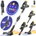 350W 40KPa Cordless Vacuum Cleaner Compatible with DeWalt 20V Battery (No Battery), 6-in-1 Self-Standing Stick Vacuum, 3 Models, Dual Dust Cup, LED Display & 180° Bendable Wand