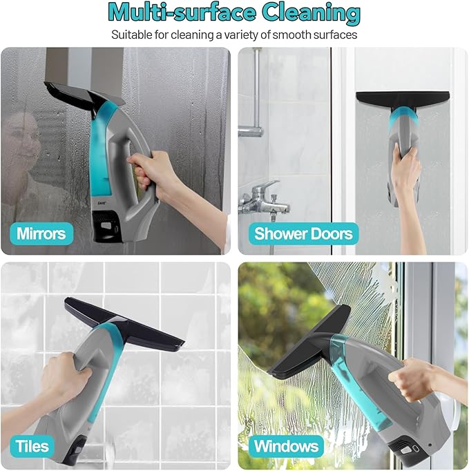 Electric Window Vacuum Squeegee, Cordless Window Vacuum Cleaner, Rechargeable Windows Vac Set, Power Squeegee Windows Vac for Glass, Tiles, Mirrors