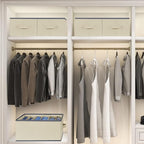 3 Pcs Large Size Wardrobe Clothes Organizers 6 Grids for Pants, Jeans, Sweater, T-shirt, Thin Coat, Dress Stackable Closet Drawer Organizer Storage Bin Container with Sturdy Handles, Beige