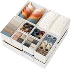 Sturdy Drawer Organizers (12-Pack) - Fabric Dresser Drawer Organizers & Dividers for Nursery Organization, Baby Organizers and Storage for Clothes, Socks & Underwear, White