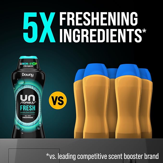 Downy Unstopables In Wash Scent Booster Beads, Fresh Scent, 24 oz, Laundry Beads for odor Protection, Downy Scent Booster Beads, Laundry Scent Boosters