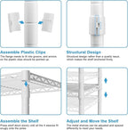 Metal Storage Rack, Storage Organizer Shelves for Kitchen, Bathroom, Living Room, Balcony and Garage, 5 Tiers Narrow Bookshelf, 21.2" W x 9.4" D x 59.2" H, Load 400lbs, White
