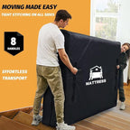 Mattress Bags for Moving, BETU Mattress Protector Waterproof Mattress Cover Full Size Storage Bags with 8 Heavy-Duty Handles and Zipper for Bed Extra Thick Large Reusable (77"x57"x15" Black)