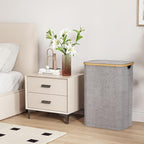 Lifewit 80L Laundry Basket with Lid, Clothes Hampers for Laundry with Bamboo Handles and 1 Removable Bag, Large Foldable Laundry Hamper for Bedroom, Bathroom, Dorm, Laundry Room, Light Gray