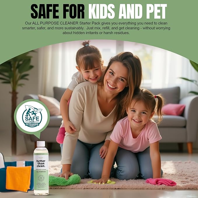 Better Than Clean™ All Purpose Cleaner Concentrate – Fragrance Free, Plant-Based, Non-Toxic, Multi-Surface Cleaner for Granite, Marble, Stone & More – 8oz Makes 4 Bottles