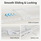 VIPEK X1 Expandable Clothes Rack Heavy Duty Adjustable from 2' to 3'5" with Flexible Shelves and Hanger Rods Metal Garment Racks Portable Closet Rack Clothing Racks for Hanging Clothes, White