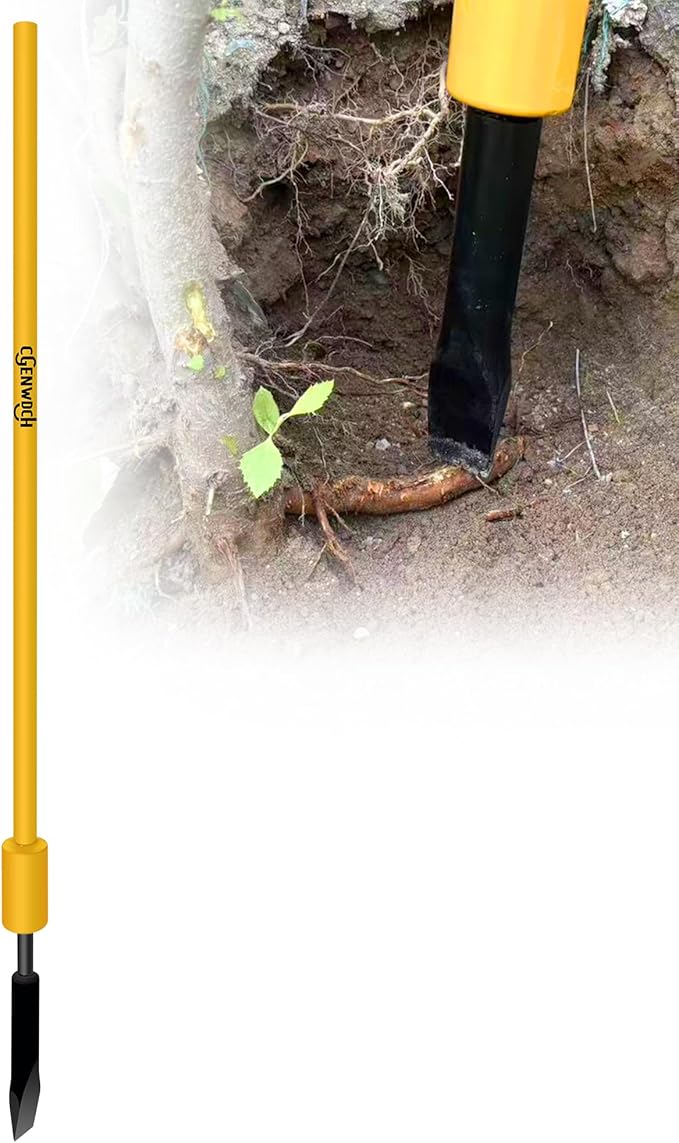 Heavy Duty Tree Root Removal Tool, Root Cutting Shrub Cutter Remover Tool Spade Bar, Fit for Bamboo, Tree Roots, Rocks, Shrubs, Bushes, Stumps. Sliding Gravity Hammer Mechanism