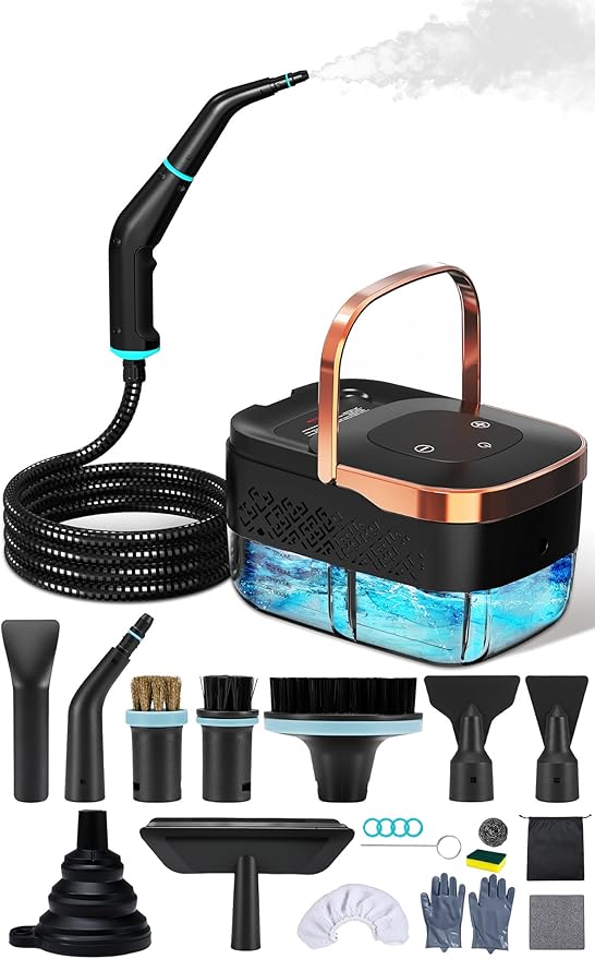 Steam Cleaner for Home, 15s Fast Heat-Up, 6 Level Adjustable Steam, 43oz Big Tanks, 79" Steam Hose, 8 Cleaning Brush Head, 1500W Portable Handheld Steam Cleaner for Cleaning Home, Floor, Wall, Car