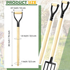 2 Pcs Spading Pitchfork Handle 30 Inch Wooden Shovel Handle Replacement D Shaped Pitch Fork Handles Replacement Tool for Shovel Scoop Hoe Rake Garden Digging