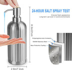 Soap Dispenser 18 Oz with Non-Slip Coaster, Stripe Design Dish Soap Dispenser Brushed Nickel, Refillable Liquid Hand Soap Dispenser for Bathroom, Kitchen Soap Dispenser Premium Stainless Steel