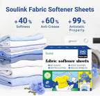 Soulink Fabric Softener Sheets for Washing Machine, No Plastic Jug Soap Strips, Alternative to Fabric Softener Liquid and Pods, Fresh Linen Scent, Up to 240 Loads