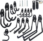 16 Pack Steel Heavy Duty Garage Hooks Storage Hooks with Anti-Slip Coating, Utility Garage Wall Mount Hanger and Organizer for Sheds, Bikes, Ladder, Rope, Broom, Shovel, Garden Power Tools, and Cords