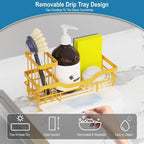 Vanwood Sponge Holder for Kitchen Sink Caddy Organizer With Brush Holder & Drain Tray, Rustproof Dish Soap Caddy for Counter - Storage & Home Accessories