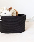 OrganiHaus Woven Storage Baskets for Organizing, Cotton Rope Organizer Bins for Shelves, Closet & Nursery, Dog Toy Basket, Decorative Bins for Toys, Towels & Books - 15x10x9, Black