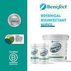 Benefect Botanical Disinfectant Wipes – 750 Sanitizing Wipes. 3 Pack of 250 Wipes Per Unit - High Traffic - Gym Wipes, Schools and Food Safe Cleaning (250, 3)
