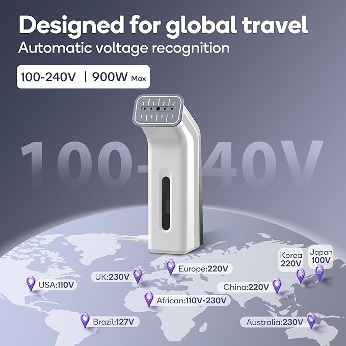 Travel Steamer for Clothes,100V-240V for Globle Traveling,Book-size Integrated design,Steamer ＆ Iron 2 In 1 for Clothes Portable mini, Clothes Steamer handheld for Home,Office(Panda color)