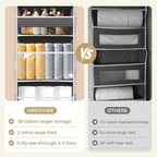 5 Tiers Over Door Organizer with 10 Mesh Side Pockets, 50 lbs Weight Capacity Hanging Storage Organizer with Clear Window Kids Toys, Shoes, Diapers, Light Gray