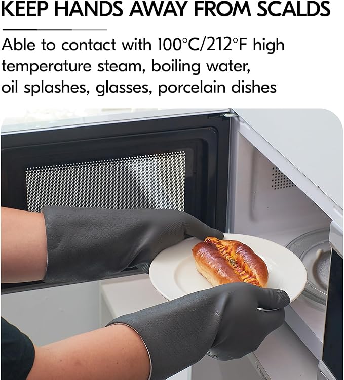 Vgo... 1 Pair Household Cleaning Gloves Infused with Rresh Rich Aromas, Lined Dishwashing Gloves,Long Sleeves Kitchen Gloves, Bathroom Cleaning, Gardening, Pet Care(Gray,S,TP1117)