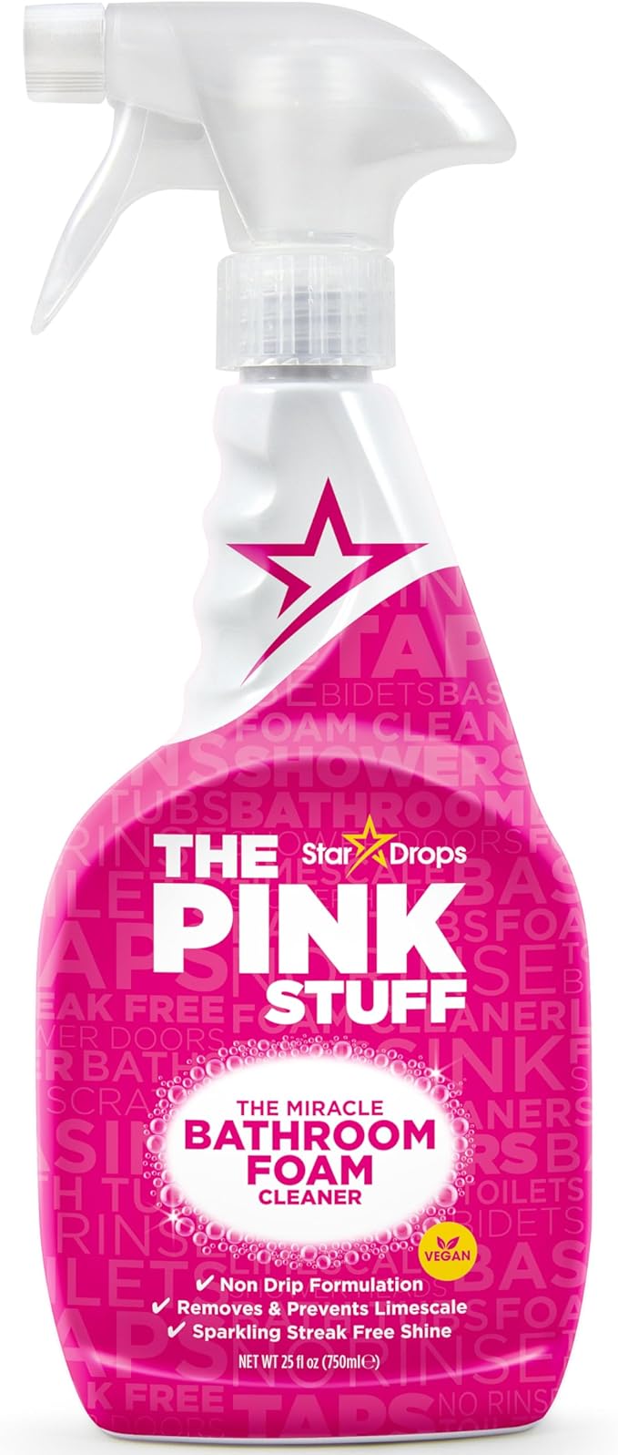 Stardrops - The Pink Stuff - Miracle Bathroom Foam Cleaner 750ml - Baths, Tiles, Soap Scum, Limescale, Streak Free