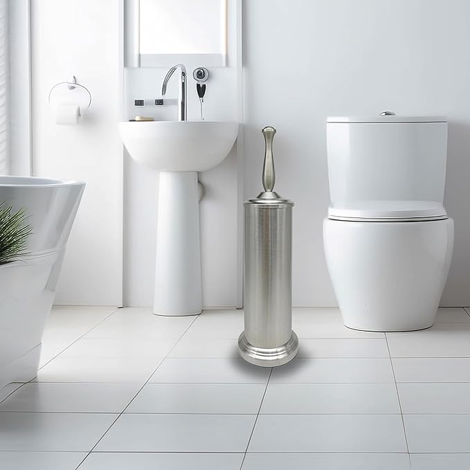 Brushed Nickel Toilet Bowl Brush with Holder, Durable Bathroom Cleaning Tool, Modern Design for Easy Toilet Maintenance, Bathroom Cleaner Brush for Efficient Cleaning and Hygiene