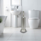 Brushed Nickel Toilet Bowl Brush with Holder, Durable Bathroom Cleaning Tool, Modern Design for Easy Toilet Maintenance, Bathroom Cleaner Brush for Efficient Cleaning and Hygiene