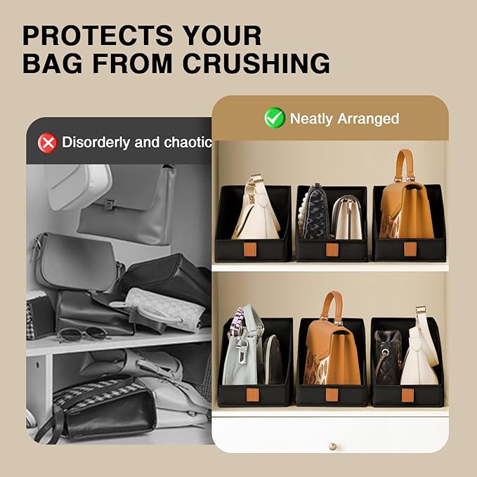 DIMJ Closet Organizers for Purses and Bag Storage, Small Storage Bins Foldable, Storage Baskets for Shelves, Wardrobe, Bedroom, Office - Fabric Cube Storage 4 Pack(Black, 5.9 x 11.8 x 6.7 in)