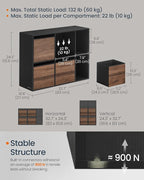 SONGMICS HOME Bookshelf, Superfast Toolless Assembly, Cube Storage Organizer with 6 Compartments, Bookcase, 4 Fabric Drawers, 10.6 x 32.7 x 24.3 Inches, Natural Walnut and Ebony Black ULBC196B01