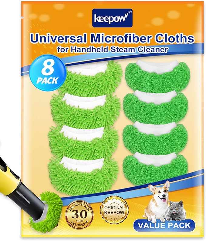 Steam Cleaner Accessories Microfiber Cloth for Handheld Steam Shot Reusable Washable Steam Mop Pads Compatible with Bissell Steam Shot, Wagner, McCulloch and Most of Handheld Steam Cleaners, 4+4 Pack