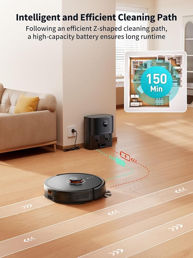Robot Vacuum and Mop, Self-Emptying Robot Vacuum Cleaner with 5000Pa Suction, Laser Navigator with Smart Mapping Robotic Vacuums, 150Mins Runtime,Schedule,App Alexa Control for Carpet/Pet Hair,Q10 pro