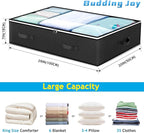 6 Pack Under Bed Storage Containers Organizer, Large Capacity Underbed Clothes Storage Bins, Bedroom Organization and Storage, Foldable Storage Bags for Clothes Pillow Blankets Bedding