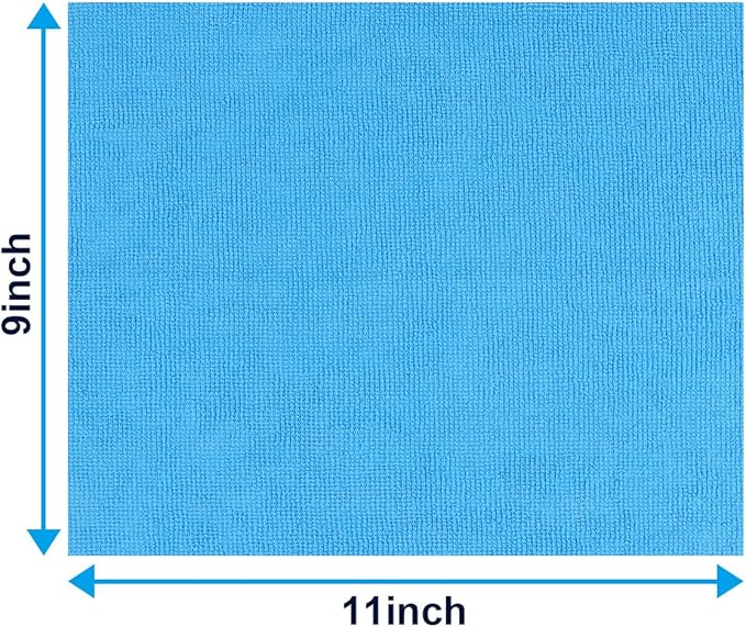 GLIMGLINT Microfiber Cleaning Cloth, 100 Pack Cleaning Rags, Lint-Free, Ultra Absorbent Reusable Paper Towels for Home, Kitchen, Car, Garage or Shop, Dish Rags, 11" x 9", Blue