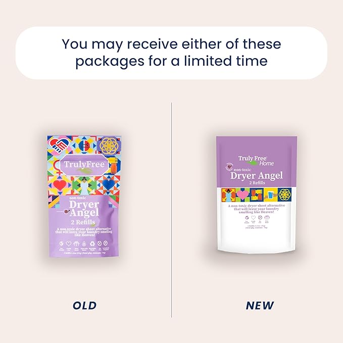 Dryer Angel - Natural Dryer Sheet Alternative, Non-Toxic Reusable Fabric Softener Sheets and Scent Booster, Safe for Babies and Sensitive Skin, Laundry Room Essentials - 2 Packs + 2 Refills